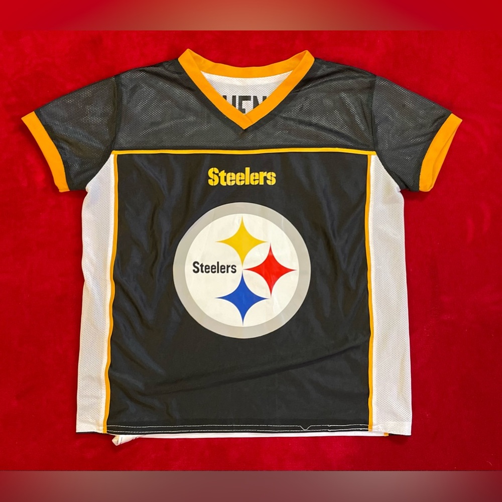 BDA NFL Flag Football Boy's Youth "Steelers" Reversible Short Sleeve Jersey L